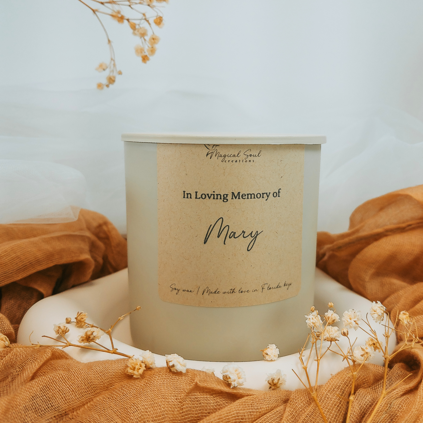 Personalized Memory Candle in Stone Wash Jar: A Tribute to Love and Healing