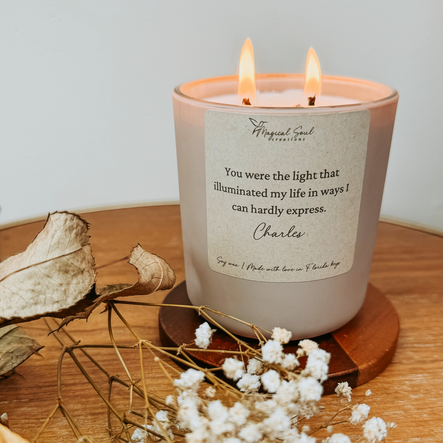 Personalized Memory Candle in Blush Jar: A Tribute to Love and Healing