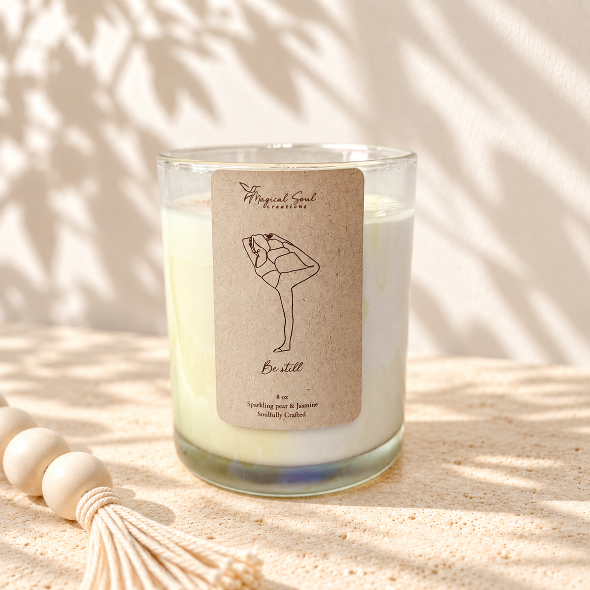 Be Still yoga candle with amethyst and jasmine
