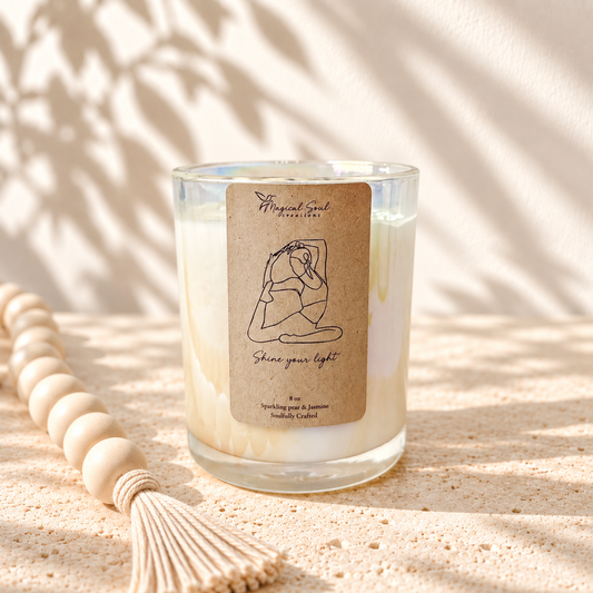 Shine Your Light yoga candle with red jasper and lavender