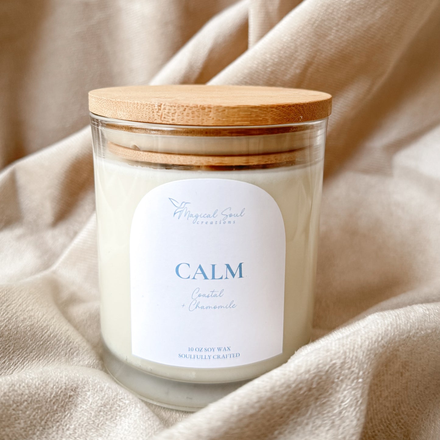 aromatherapy candle for relaxation with chamomile and lavender