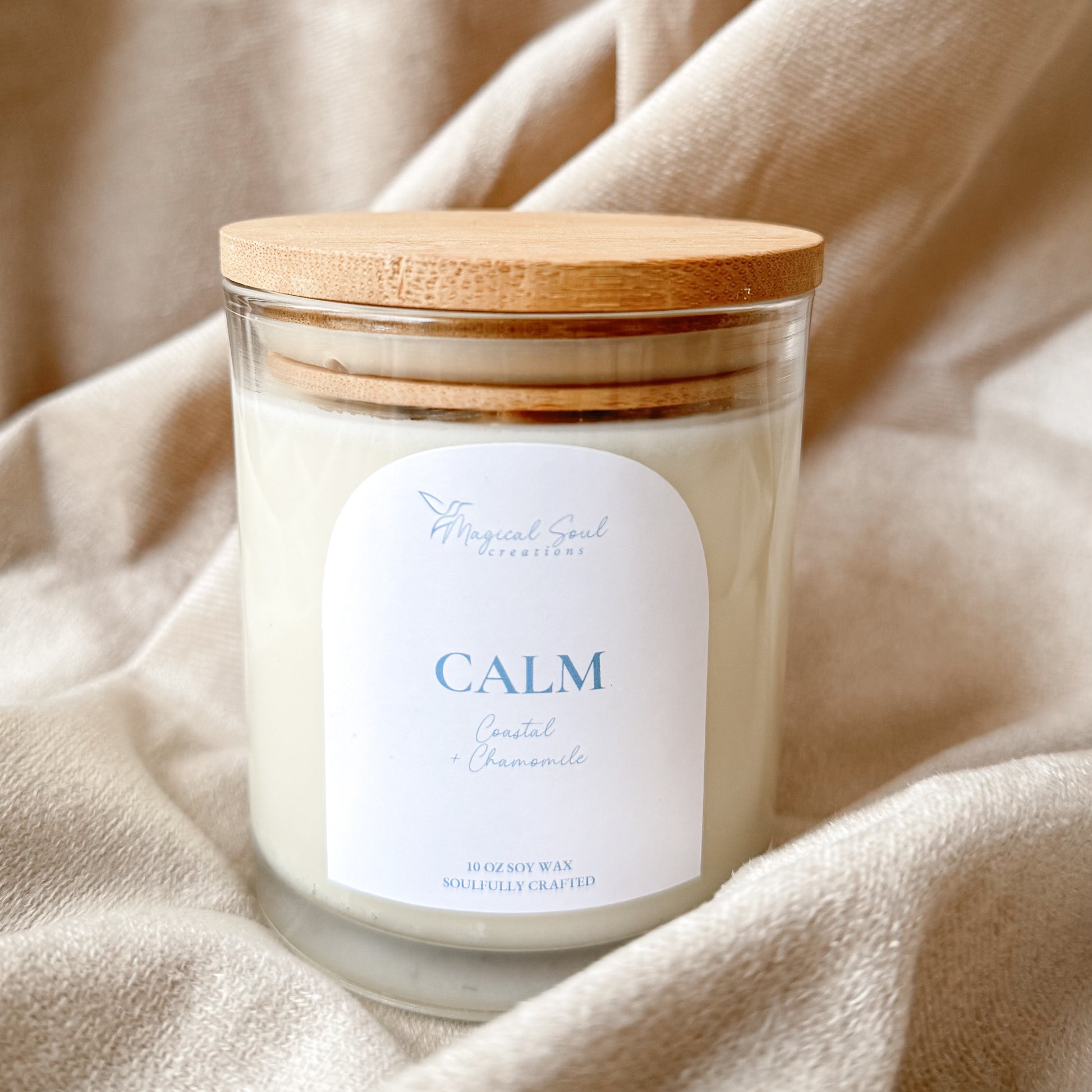 aromatherapy candle for relaxation with chamomile and lavender
