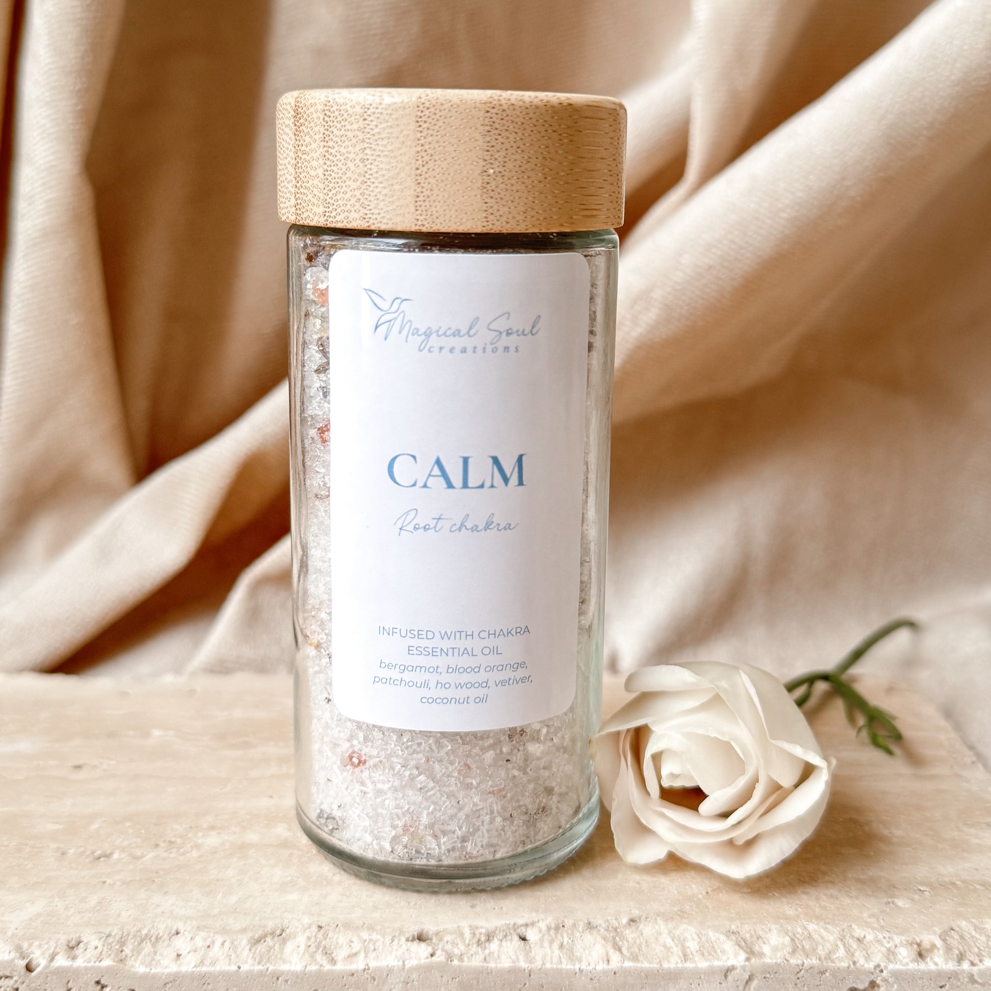 calm bath soak for relaxation and stress relief with lavender and jasmine