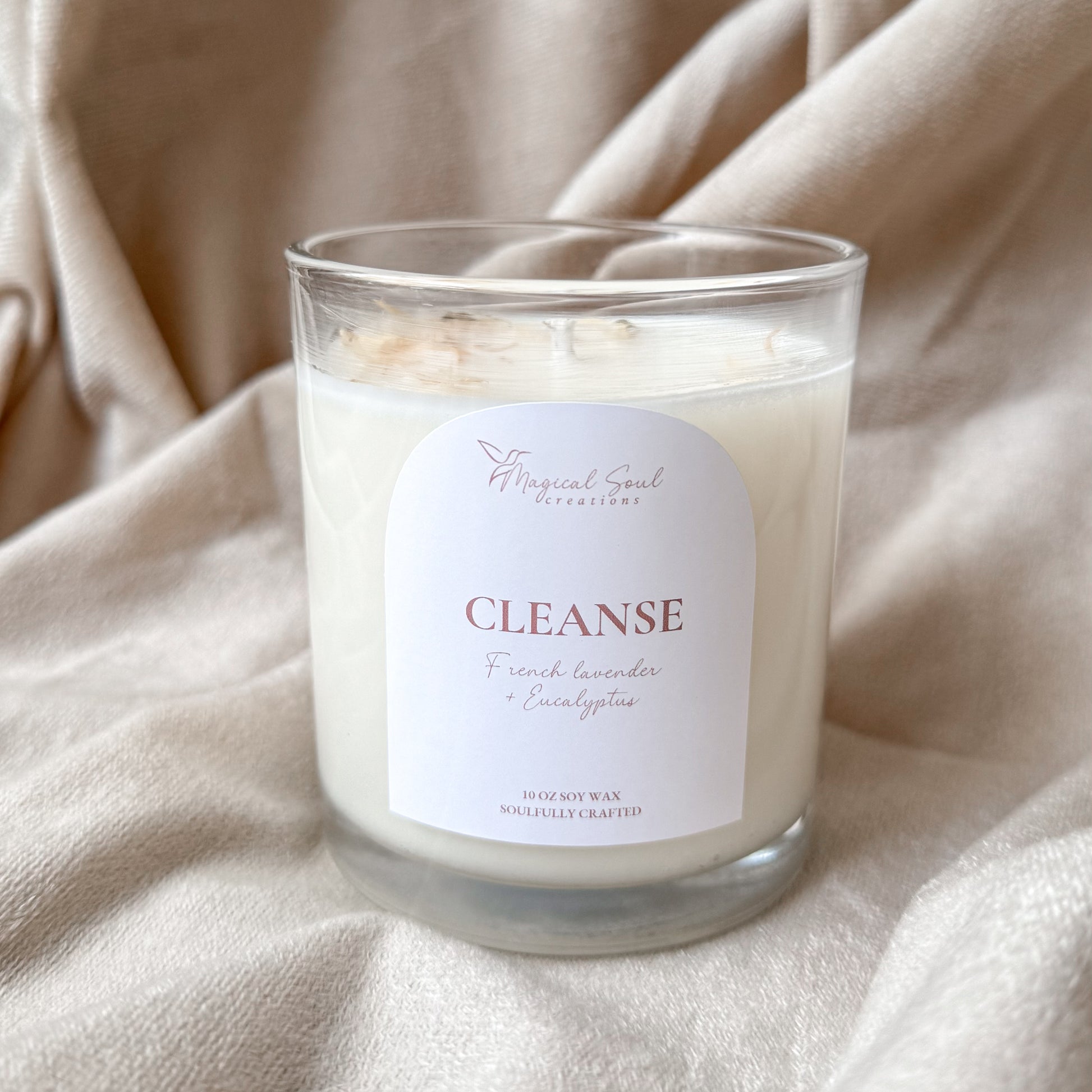 cleanse meditation candle for energy reset and renewal with fresh aromatherapy scent