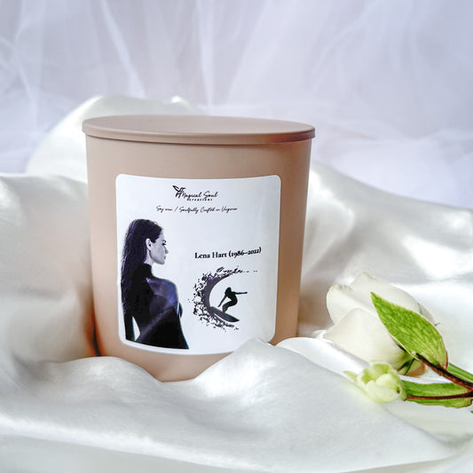 custom portrait memorial candle with photo remembrance gift