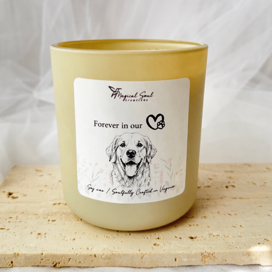 pet loss sympathy candle with custom photo and name