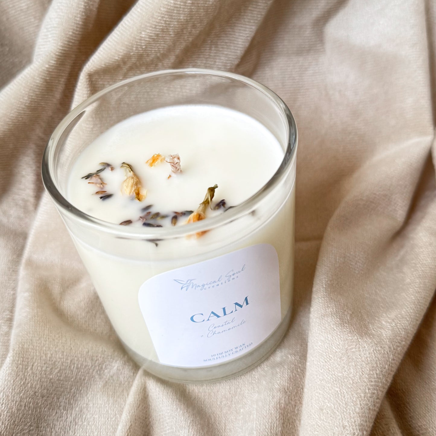luxury soy candle for stress relief and calming self care ritual