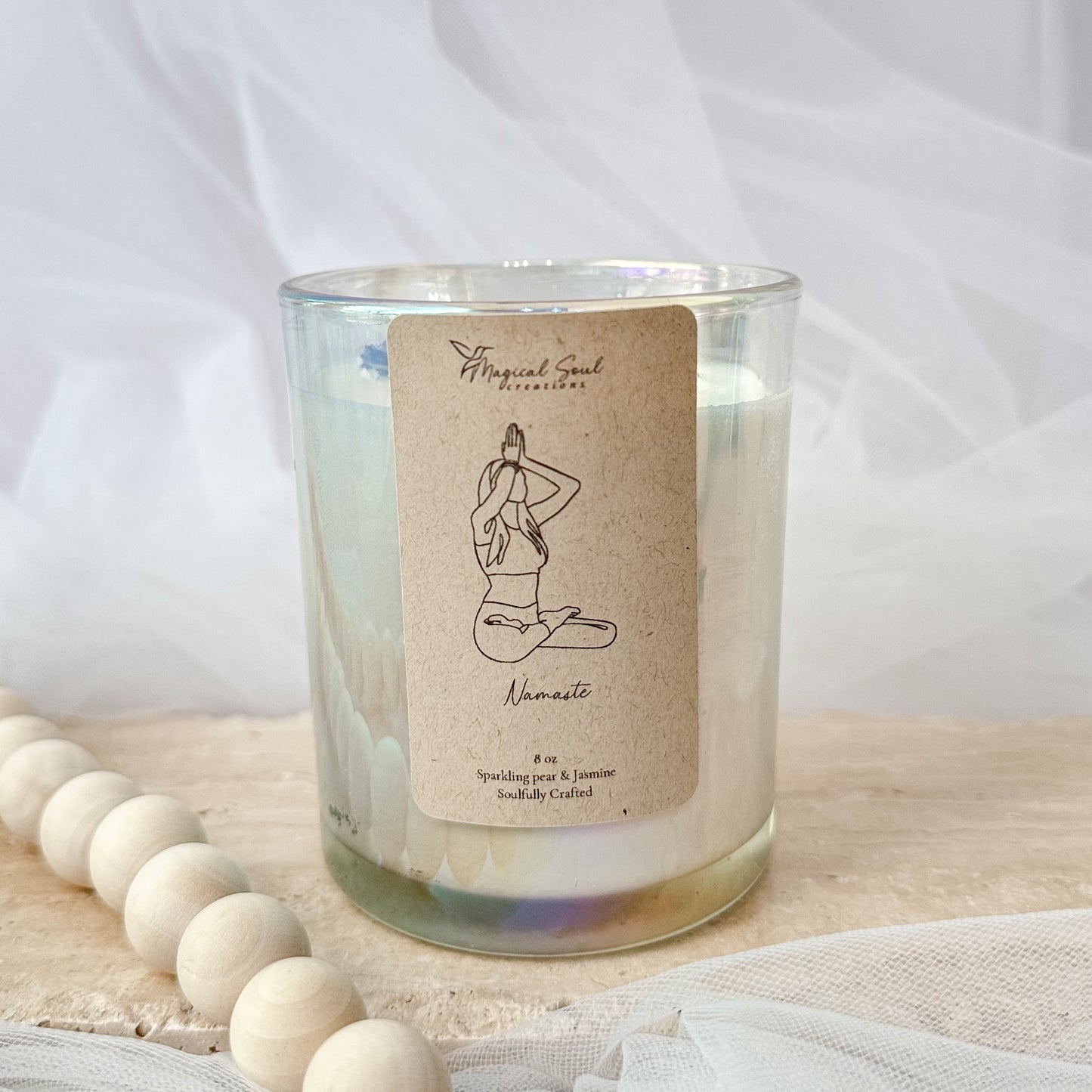 namaste yoga candle for mindfulness peace and gentle rituals
