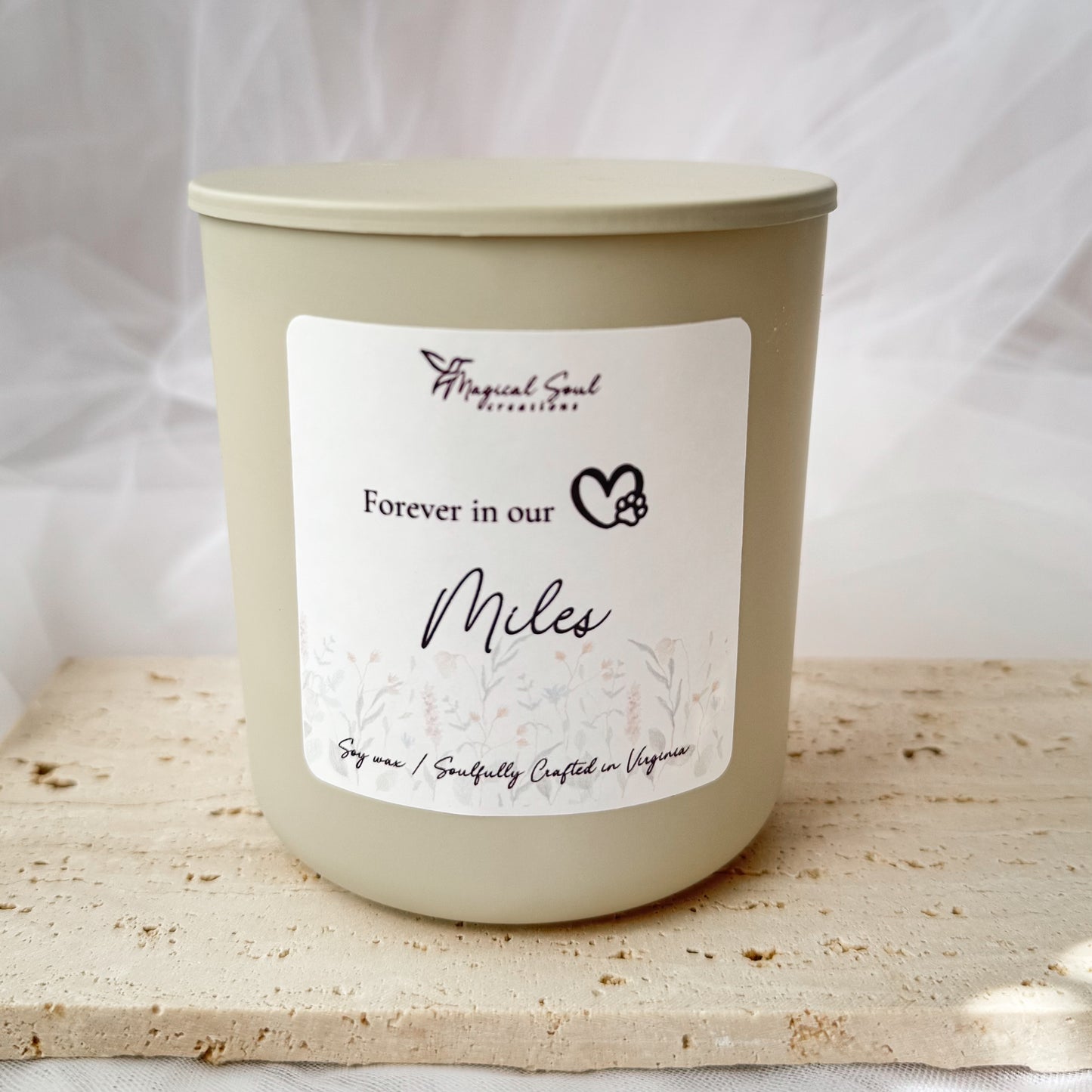 personalized pet memorial candle with photo for dog or cat remembrance