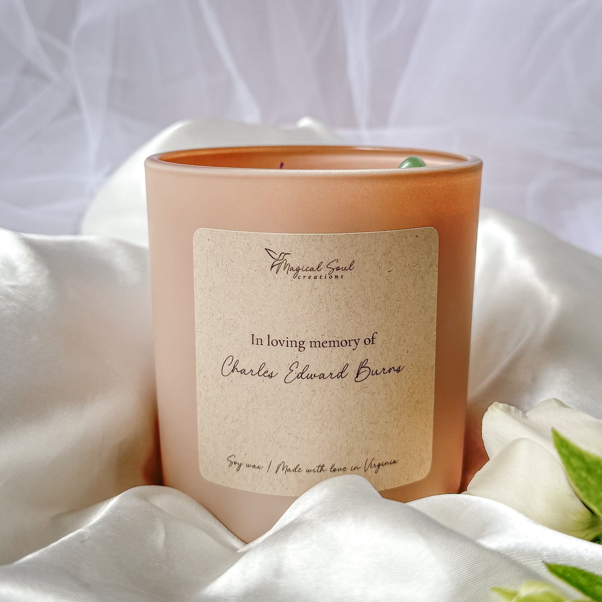 personalized memorial candle with name and message for remembrance gift